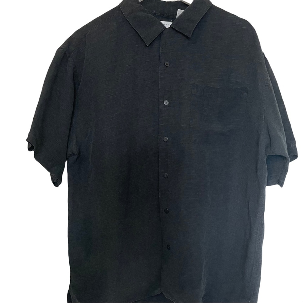 Bachrach Black Silk and Linen Men Shirt SZ L